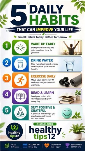 5 Daily Habits That Can Improve Your Life | Change Your Routine Today! 🌟 #HealthyTips12