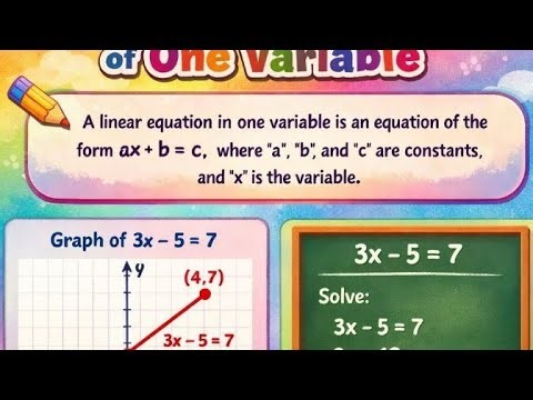 Simple trick linear equation of one variable ,solve, plot a graph also mention on real line.