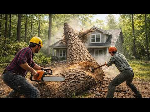 When Giant Trees Fight Back | Extreme Logging Skills, Heavy Machinery & Forestry Fails