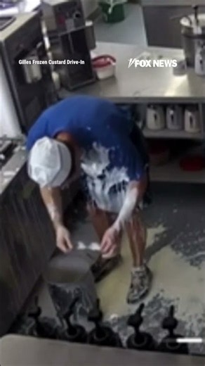 Frozen custard employee DROPS HUGE batch of shake mix #shorts #us #viral