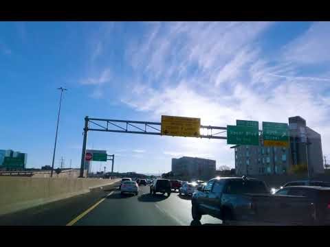 Busy Denver Traffic Drive I-25 South (Dramatic Sky & Heavy Rush Hour Flow)