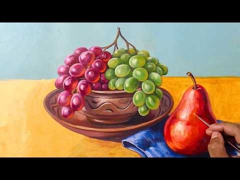 Acrylic Still Life Painting | How to Paint Realistic Fruits Step by Step | 1+ Hour Tutorial