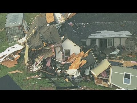 New footage shows the path of destruction an EF-2 tornado left in Runaway Bay