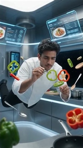 a chef in a zero-gravity kitchen #kitchen #chef #masterchef #usa #usashorts #thetenderbar