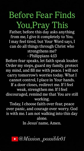 Before Fear Finds You, Pray This - Powerful Morning Prayer | Philippians 4:13 | God Message Today 🍀