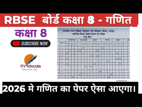RBSE class 8 board maths Blue print 2025 - 26 । Rajasthan board class 8 maths Blue print l