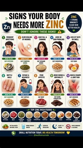 Signs Your Body Needs More Zinc | Zinc Deficiency Symptoms You Shouldn’t Ignore #healthtips #zinc