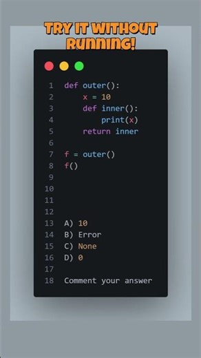 This Python Code Tests Closures 💡 | Try Before Answering #coding #correctcoding #python