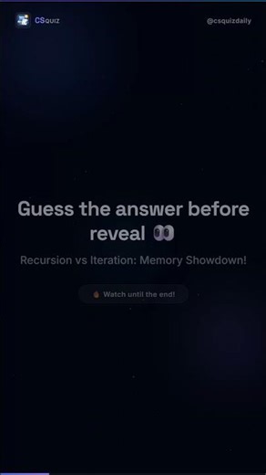Recursion vs Iteration: Memory Showdown! | CSQuiz | #computerscience #mcqs