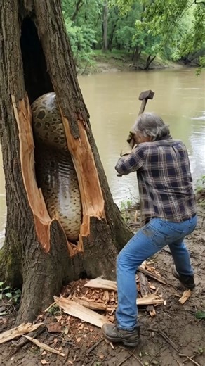 Anaconda Safely Freed From a Tree by the Riverbank (Ai-made video) | Fierce Attack