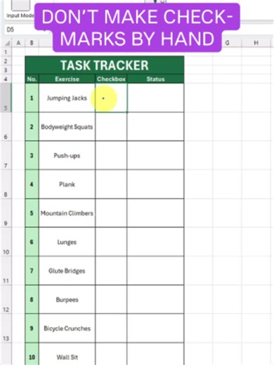 Your to-do list called... it wants an upgrade. This Excel task tracker is one of my favorite work hacks because it keeps everything in one place and makes staying organized so much easier. Stay organized Keep every task in one place Never forget a deadline Actually enjoy checking things off Sometimes the simplest Excel tricks make the biggest difference. Want to upgrade your task tracker? Tell me YES below! #excel #work #corporatetiktok