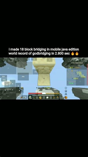 🚀 18 BLOCK BRIDGE WORLD RECORD 2.800s!! MOBILE MOJO LAUNCHER JAVA 😱 INSANE SPEED! #MinecraftWR
