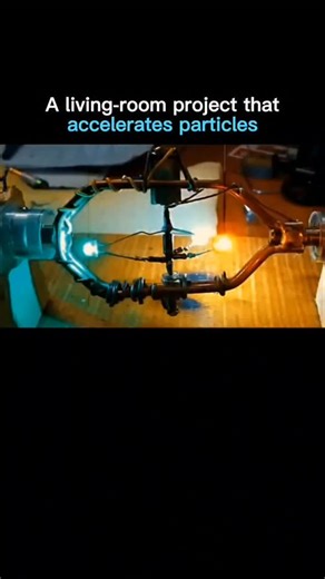 Mayank Kulhari on Instagram: "A man built a small working particle accelerator in his living room using real scientific components. ⚛️🔧 Created in the United States, his device is a desktop-scale linear accelerator made from vacuum tubes, a high-voltage power supply, and a sealed beam chamber. It accelerates a thin stream of electrons through low-pressure gas, creating visible ionization trails—similar to how professional accelerators demonstrate particle motion. While far weaker than lab machi
