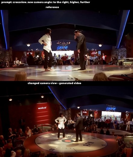 another fun example with my new LTX 2.3 "camera view changer" LoRA #ltx #pulpfiction #aivideo