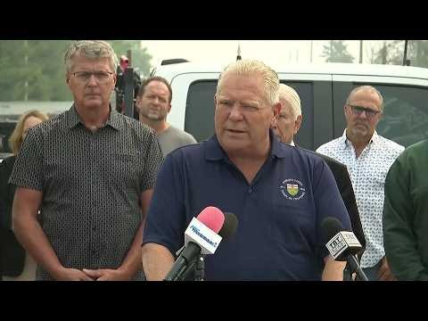 At Canadian wildfires press conference, Ford bashes Trump for lack of US assistance, ‘short memory’