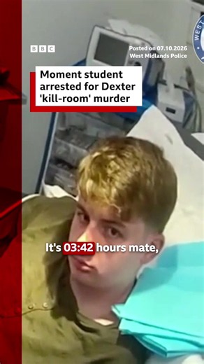 Footage released by police shows uni student Benjamin Day lying to officers after the killing of 24-year-old Maria Saceanu. #WestMidlands #Tividale #Dexter #Student #Crime #News #BBCNews