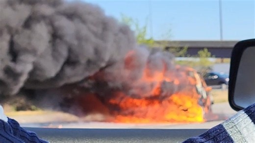 Tesla Engulfed As Flames Grow On A Highway In Washington, DC