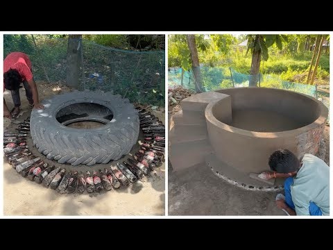 DIY Backyard Plunge Pool Made with Tires |     Backyard Transformation Step-by-Step