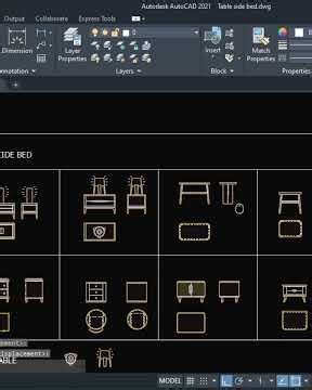Table side bed + Lamp Dynamic Blocks
