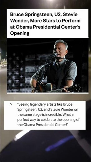 Bruce Springsteen, U2, Stevie Wonder, More Stars to Perform at Obama Presidential#celebrity