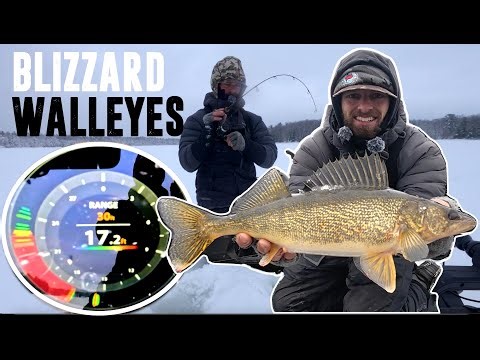 CRAZY SNOWSTORM Ice Fishing WALLEYES and CRAPPIES!