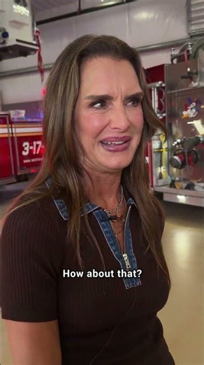 Brooke Shields Guesses How Heavy Firefighter Gear Is