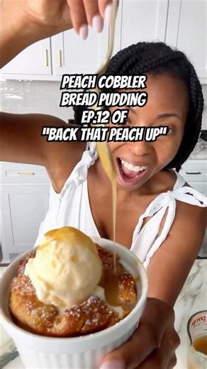 I turned peach cobbler into bread pudding... and it's everything.