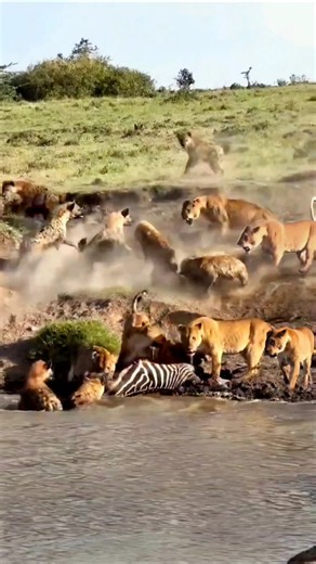 Without lion, the lionesses can't repel the hyenas attack