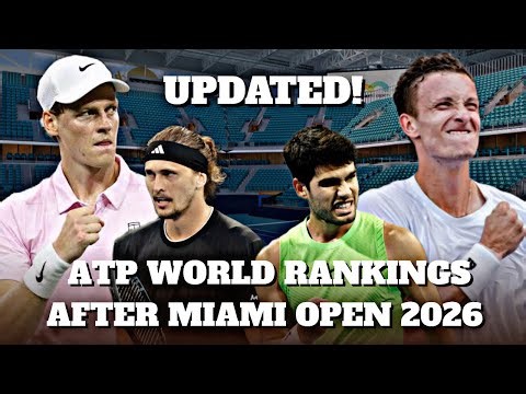 ATP Rankings after Miami Open 2026 | Sinner, Alcaraz, Djokovic, Lehecka