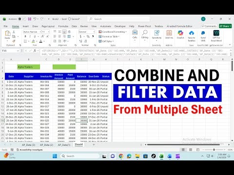 How To Combine & Filter Data from Multiple Sheets using VSTACK + FILTER (No VBA)