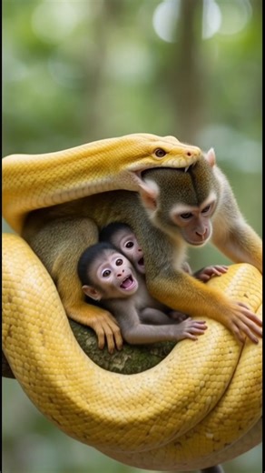 🐍 Brutal Python Attack vs Brave Monkey Babies | Jungle Survival Story 🐒🔥