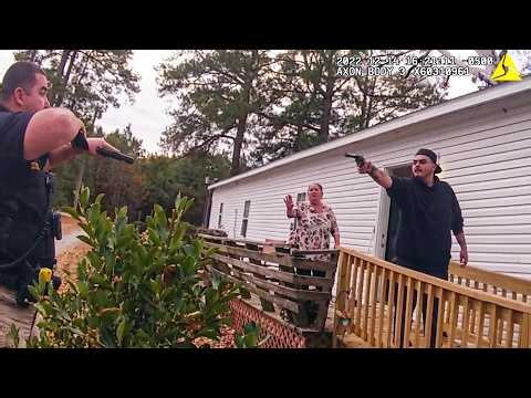 Man Walks Out Pointing Loaded Gun at Cop