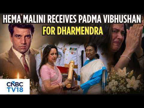 Hema Malini Accepts Padma Vibhushan on Behalf of Dharmendra in Emotional Moment | Padma Awards |N18V