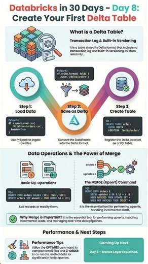 🚀 Databricks in 30 Days – Day 8 | Create Delta Table #dataengineering #dataanlysis #dataanalytics