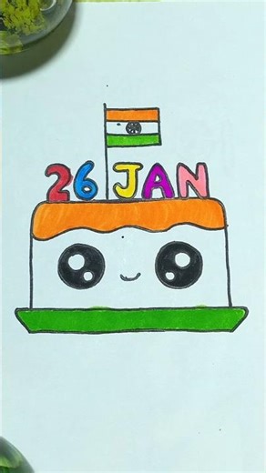 Mind Relaxing Cake Drawing 🇮🇳 | For 26 Jan Art Tutorial ✨#art #satisfying #easyart #subscribeformore