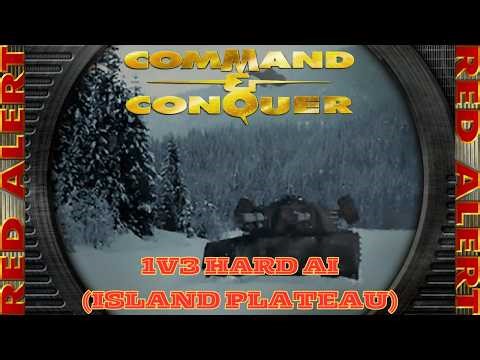 Command And Conquer Red Alert Skirmish 1V3 Hard (Island Plateau) RTS Soviet Gameplay PC