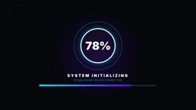 Futuristic loading bar and circle indicator showing system initializing progress