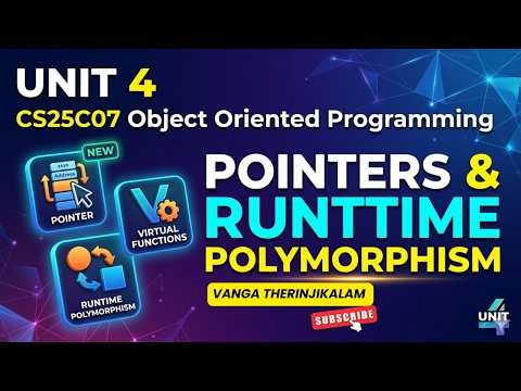 CS25C07 Object-Oriented Programming Unit 4 || Pointers and Runtime Polymorphism in C++