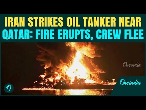 Iran HITS Oil Tanker Near Qatar- Iranian Missiles POUND Tanker, Massive Fire Erupts- CHILLING Video