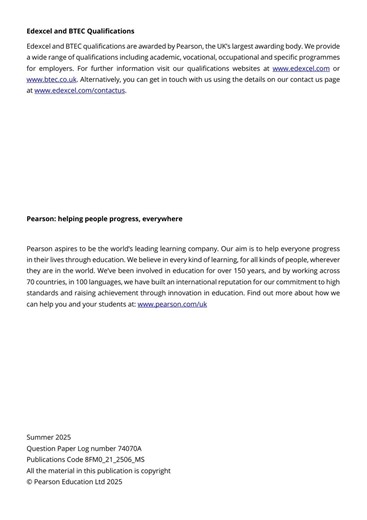 Pearson Edexcel As Further Mathematics Paper 21 2025 Ms