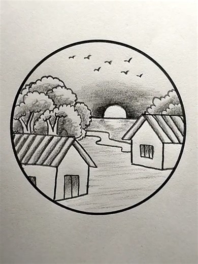 How to draw a sunset scenery#drawing #Foryou #artistsoftiktok #arteducation #trending