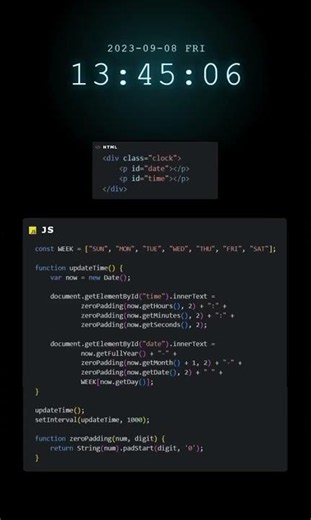 Build a Beautiful Digital Clock with HTML, CSS & JavaScript ⏰ | UI Design #Shorts