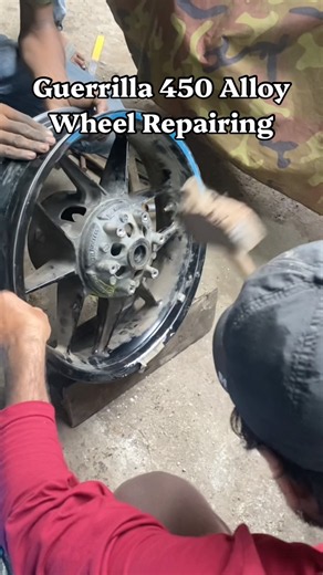 Guerrilla 450 Alloy Wheel Repairing #shorts #viral #youtubeshorts #royalenfield #guerrilla450 #bike
