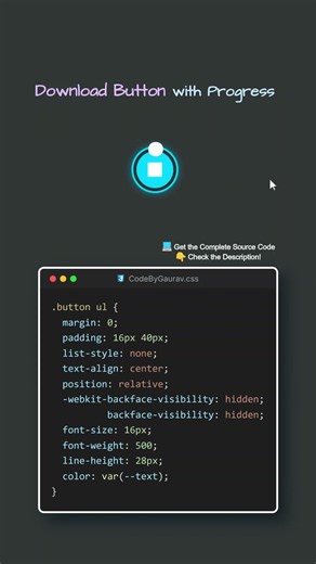 Download Button with Progress Animation ⬇️ | HTML CSS & JavaScript | #shorts