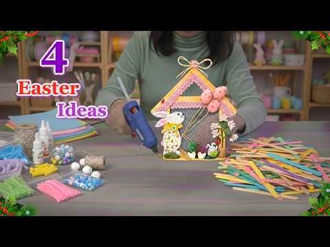 DIY 4 New Easter Decoration ideas from Popsicle Stick| DIY Easy Easter craft idea 🐰45
