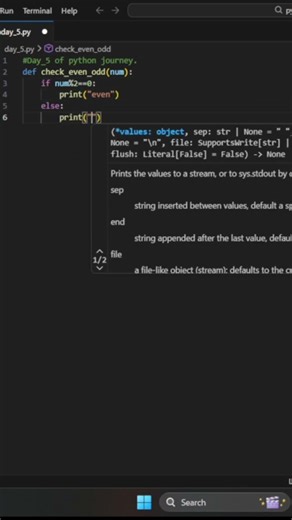 Python Day 5 Challenge | Even or Odd Function 🐍 #python #coding #codingbeginners #programming