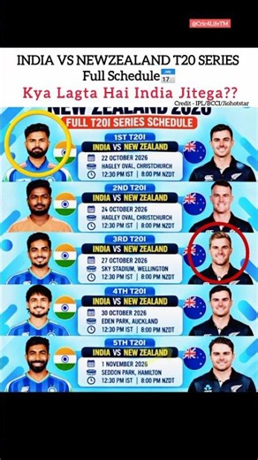 IND vs NZ T20 Series Full Schedule📅👍 l #teamindia #cricket #trend #vairalvideo