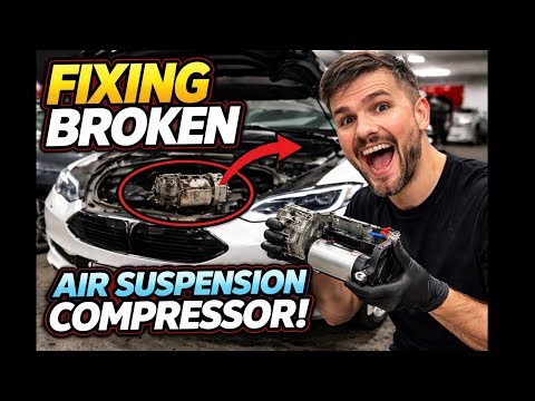 Replacing a broken air suspension compressor on a Tesla Model S!