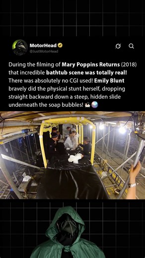 During the filming of Mary Poppins Returns (2018), Emily Blunt drops backward