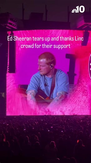 Ed Sheeran got emotional toward the end of his show at the Linc and said the support the crowd showed him gave him hope. #edsheeran